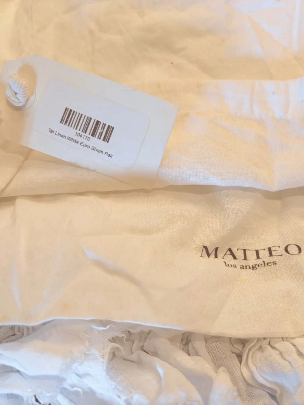 MATTEO Los Angeles Pair of Linen Euro Shams Vintage Wash/White EUC Ret $295 ea